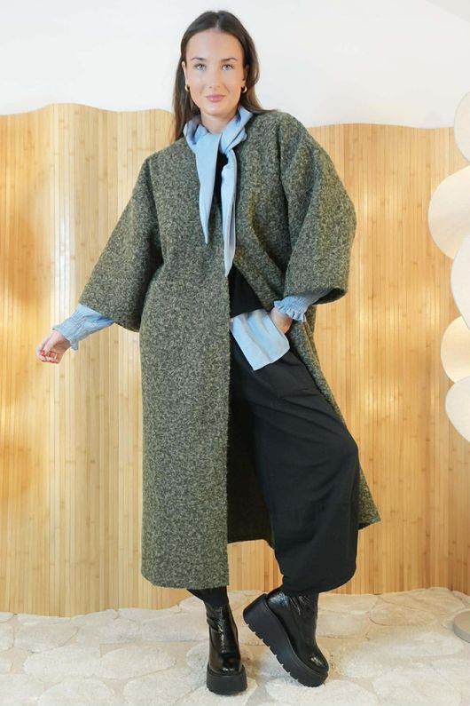 Norbury Japanese 3/4 Sleeve Duster Coat Khaki /4 **